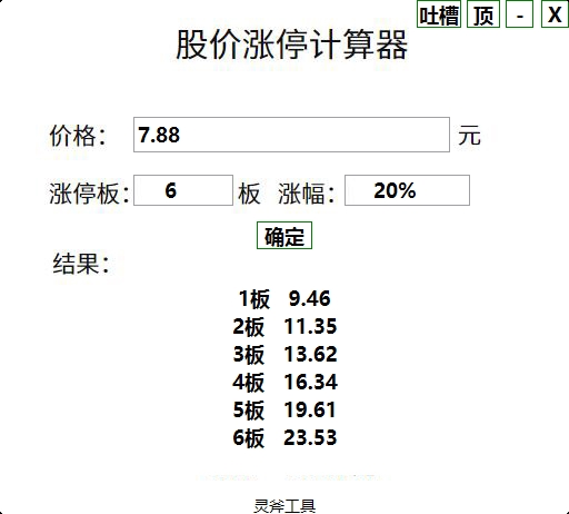 灵斧涨停板计算器